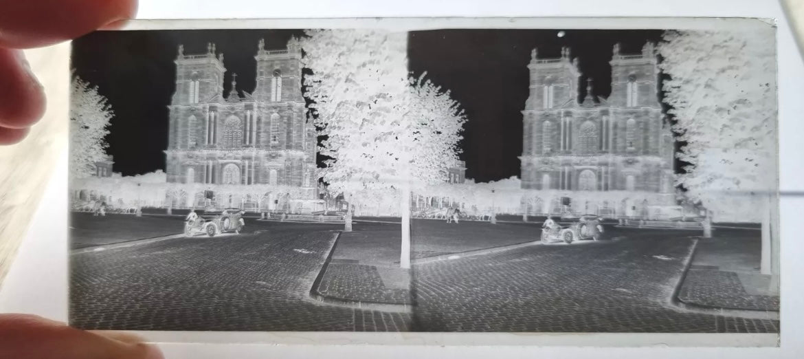 SOLD! Large Collection of WW1 Era Civilian Glass Stereoview Slides - 105 in Total