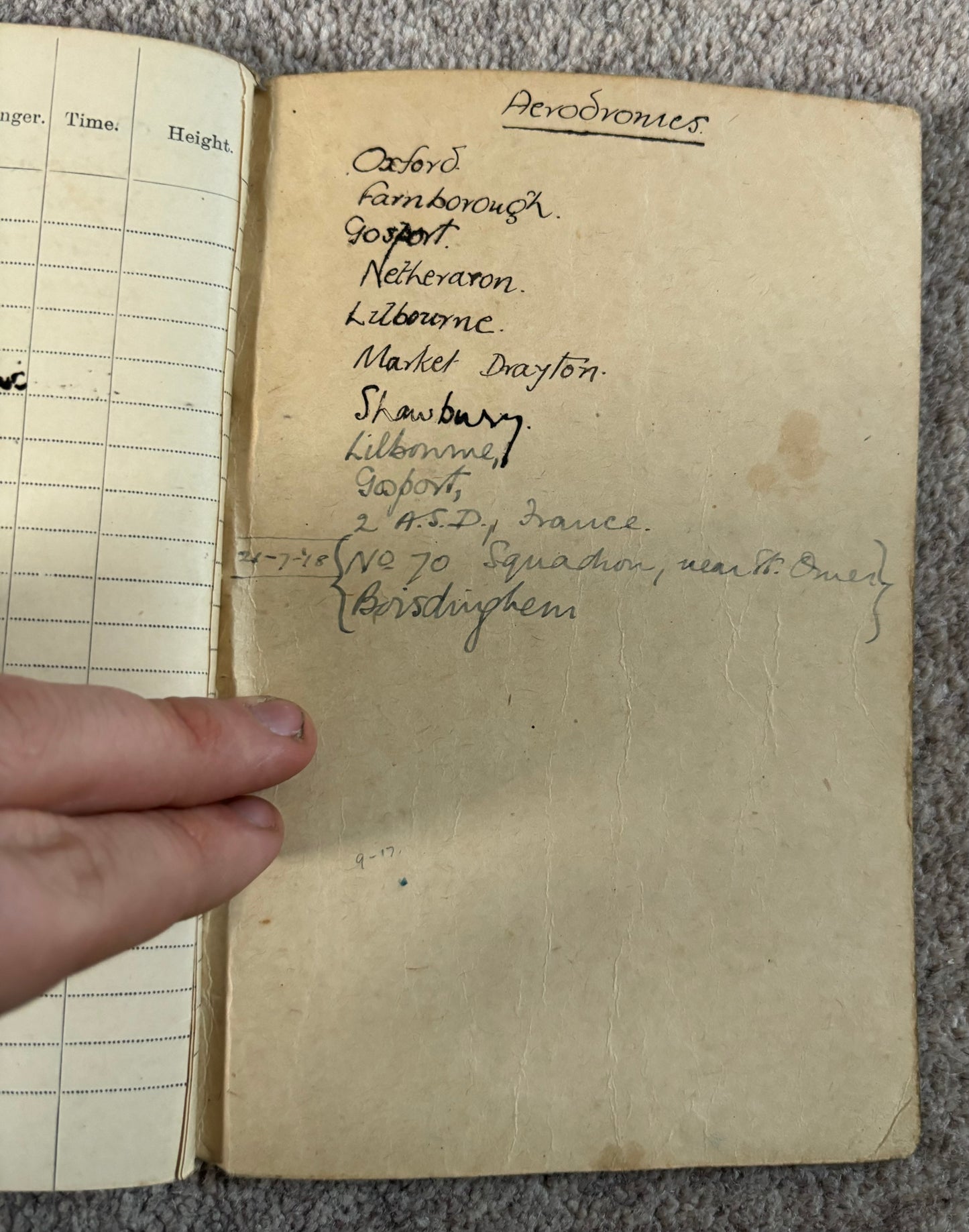 SOLD! Historically significant RFC Logbook Group to South African Pilot, Lieutenant John Arnold Spilhaus (KIA), 70 Squadron