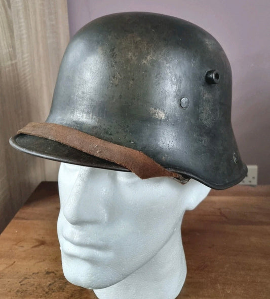 SOLD! WW1 German M16 Transitional Helmet, with 1930s Remnant Decals and Camo Paint (Repro Liner & chinstrap)
