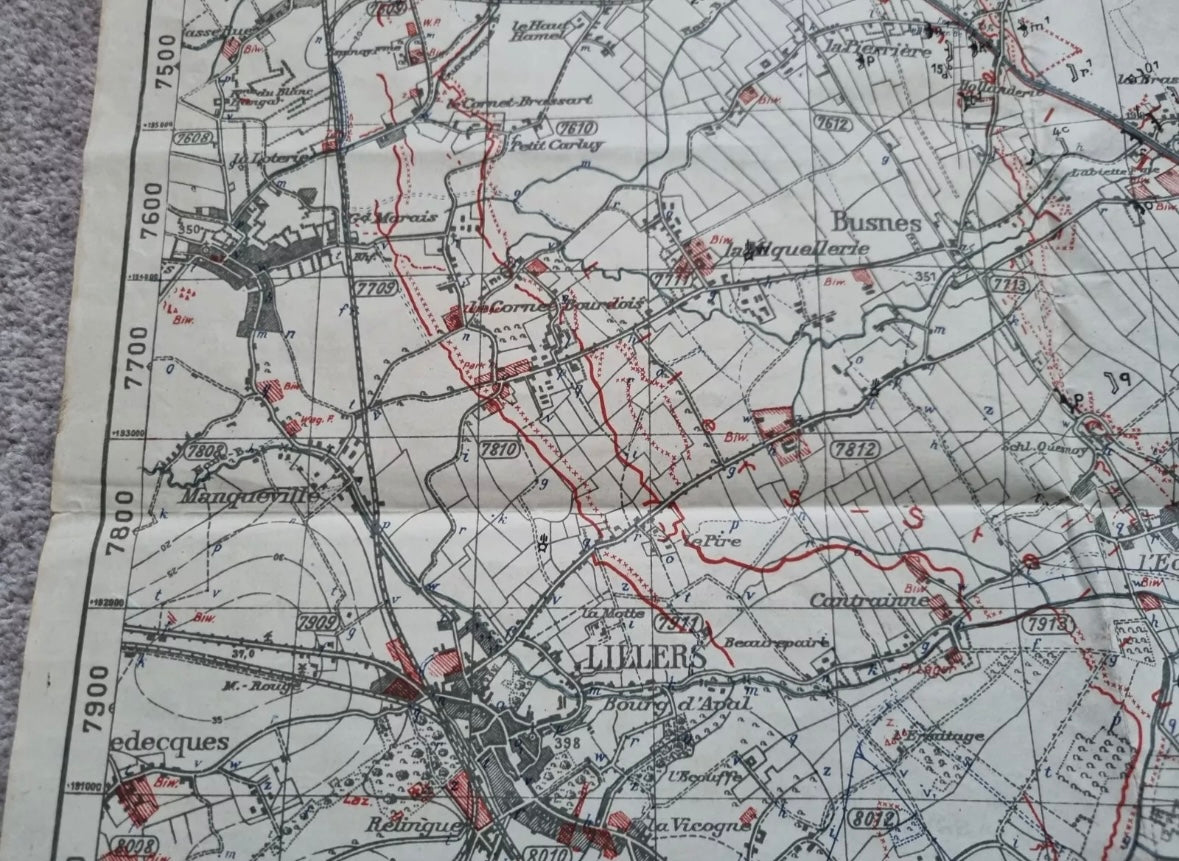 WW1 German 6th Army IX RAK Trench Map Bethune area 9 July 18