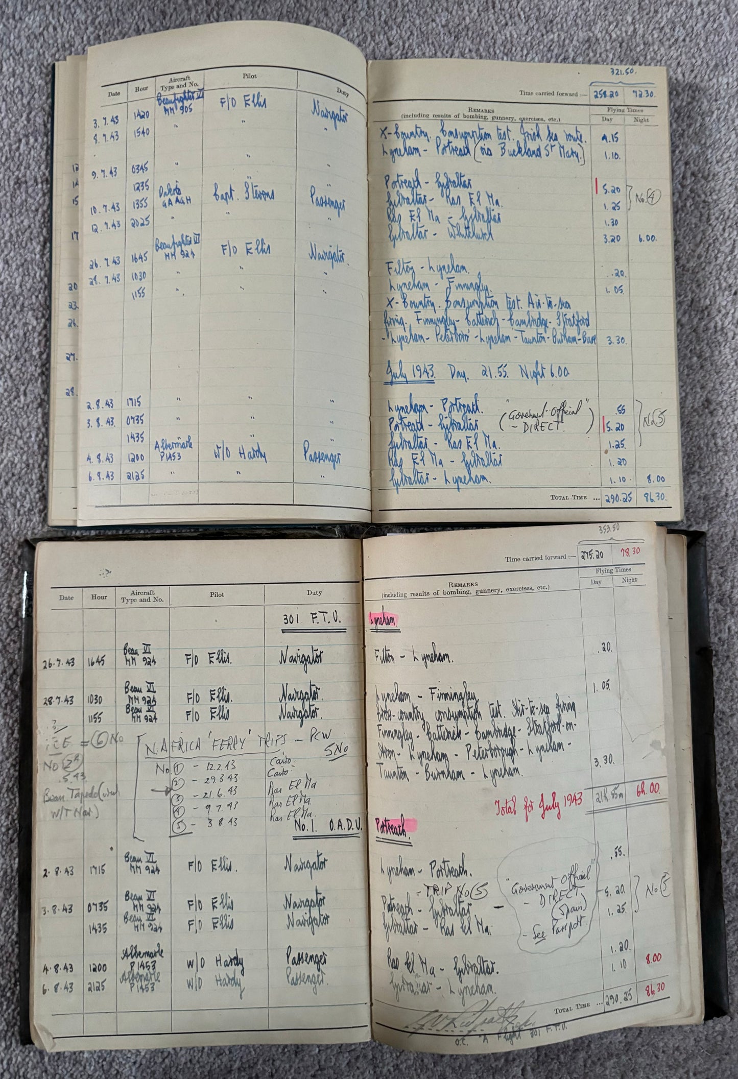 SOLD! Incredibly Special Logbook Set to a Mosquito Night Fighter, 604 Squadron, 2 Confirmed Kills, D-Day, Battle of the Bulge, First Night Fighter Squadron into Normandy