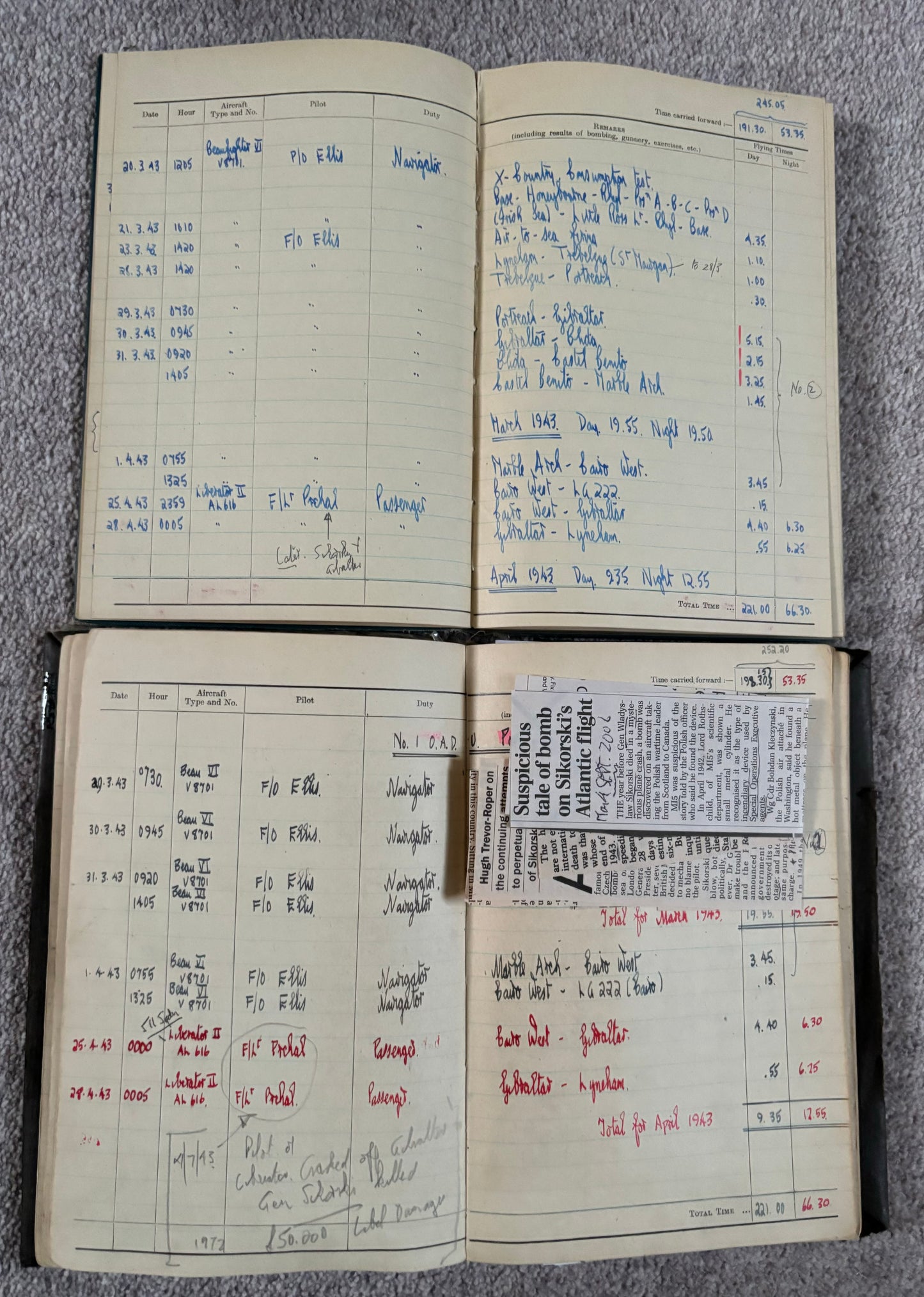 SOLD! Incredibly Special Logbook Set to a Mosquito Night Fighter, 604 Squadron, 2 Confirmed Kills, D-Day, Battle of the Bulge, First Night Fighter Squadron into Normandy