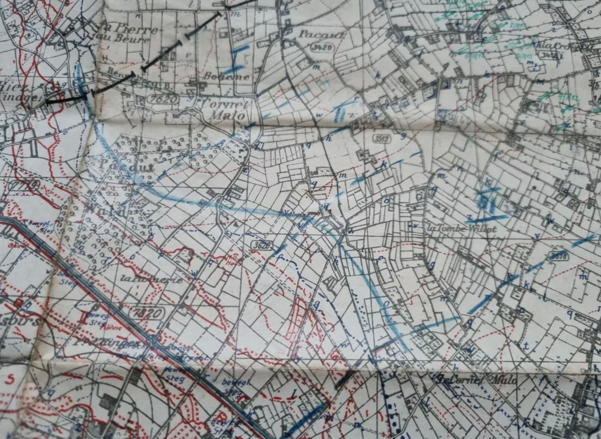 WW1 German 6th Army IX RAK Trench Map Bethune area 9 July 18
