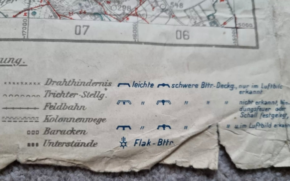 SOLD! WW1 German 6th Army Trench Map - Merville Area 3rd March 1918