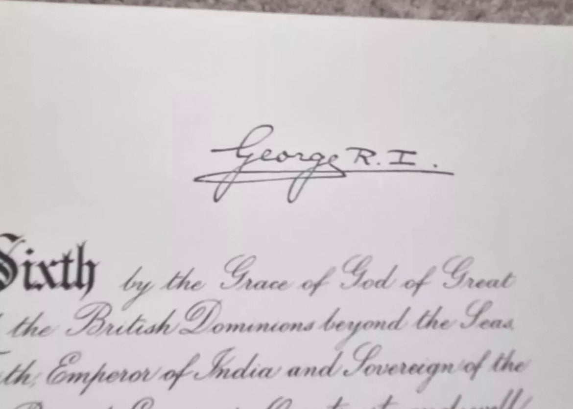 SOLD! WW2 OBE Certificate to Wing Commander Ian Brodie, close associate of T.E Lawrence (of Arabia) and Battle of Britain, Wing Commander