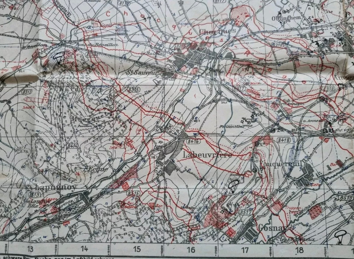 WW1 German 6th Army IX RAK Trench Map Bethune area 9 July 18