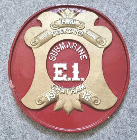 SOLD! Unique Original WW1 Royal Navy HM Submarine E.1 Wall Plaque Crest Shield 1913