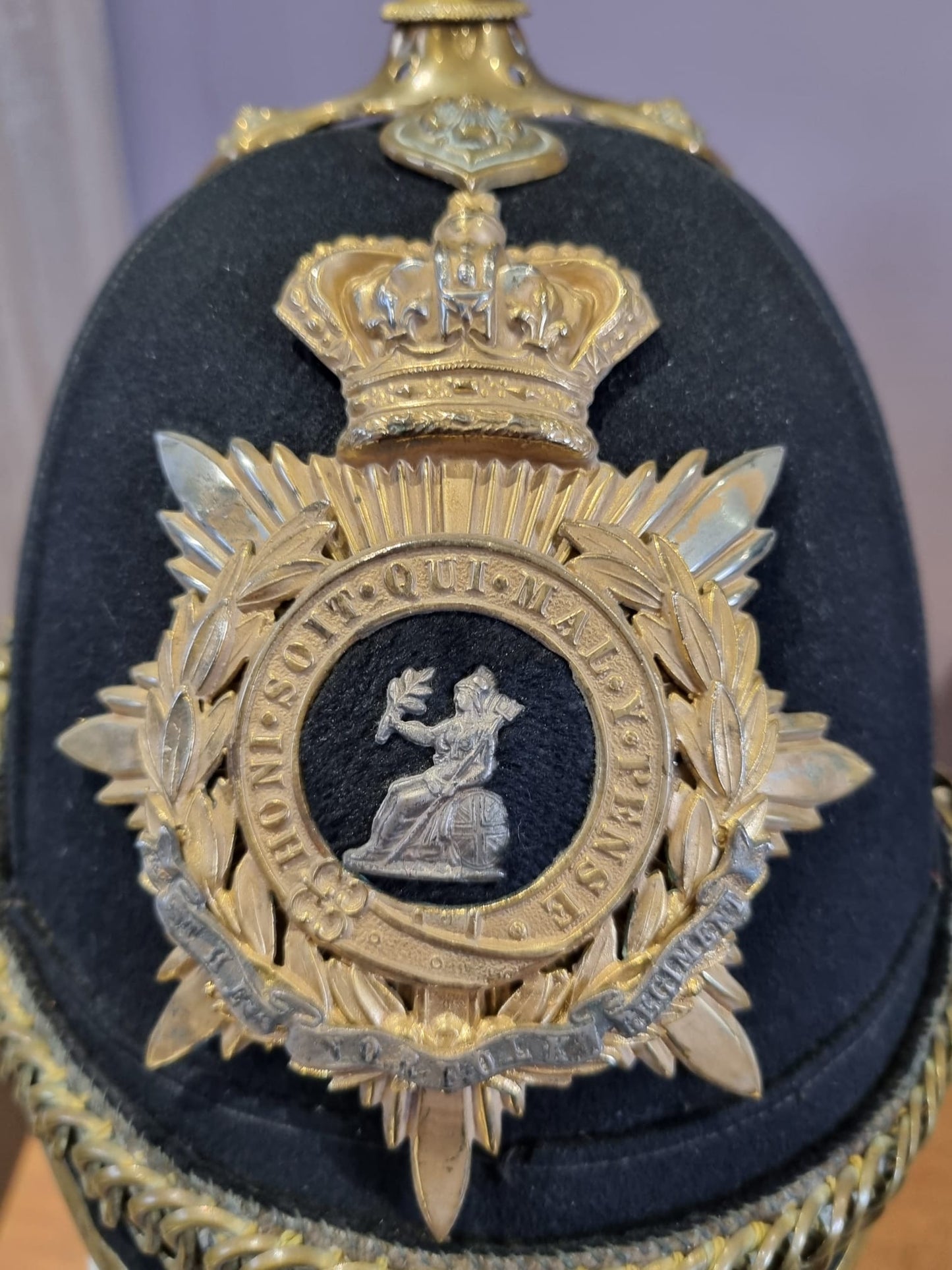 SOLD! Victorian Norfolk Regiment Officer's Home Service Helmet
