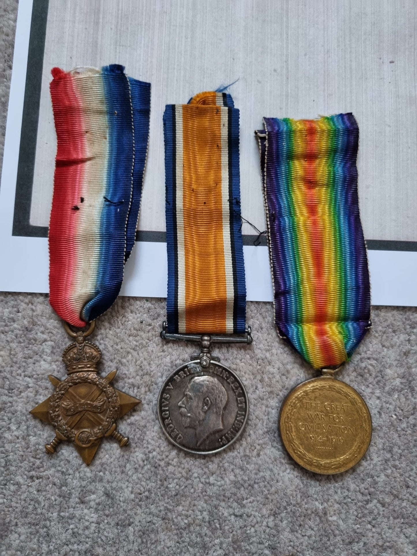 SOLD! WW1 British Medal Set to Gunner/Lance Bombardier James Hough, Royal Field Artillery