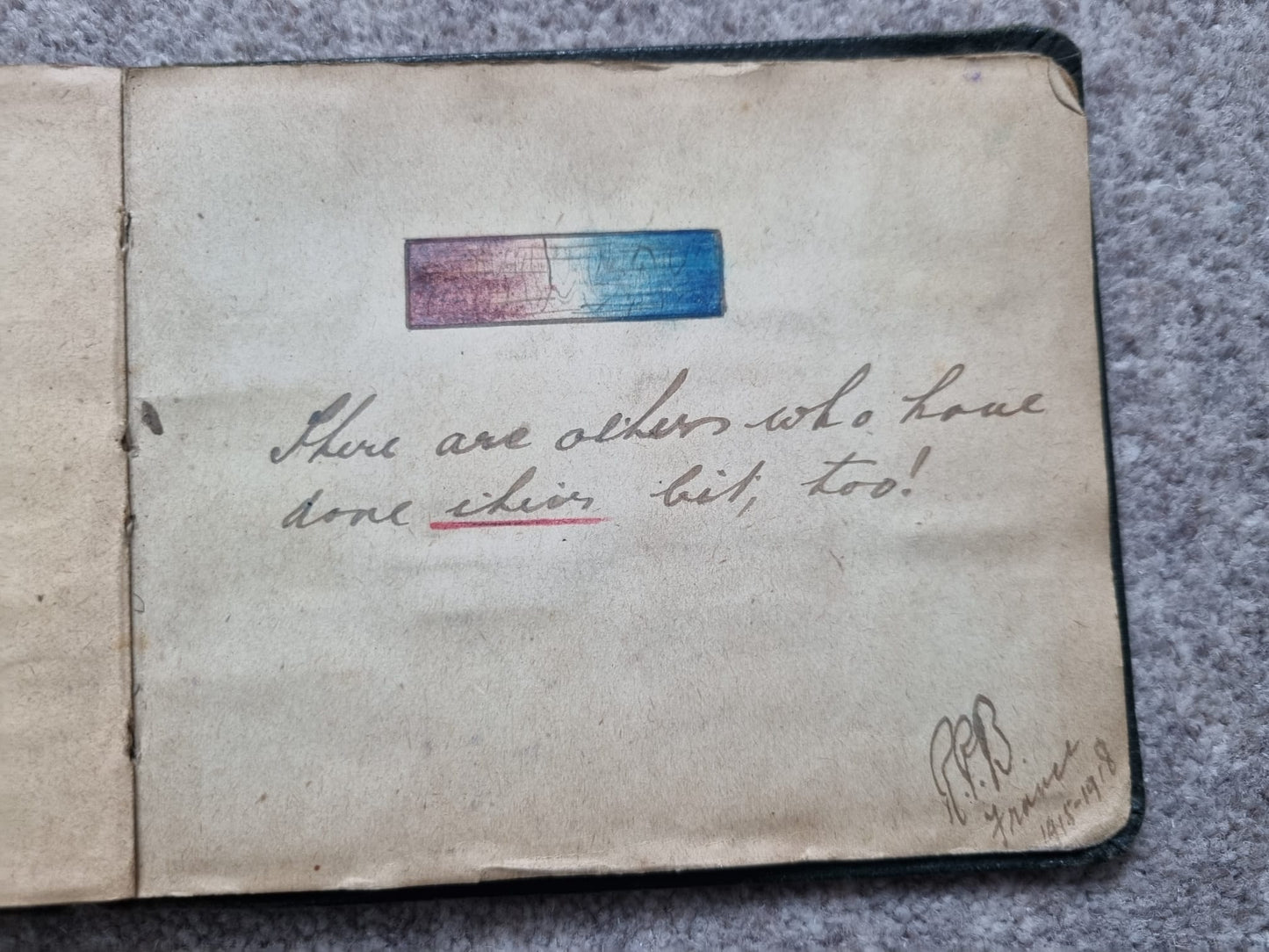SOLD! Unique WW1 British Soldier’s Scrapbook/Photo and Penny Flag Album, with Cartoons