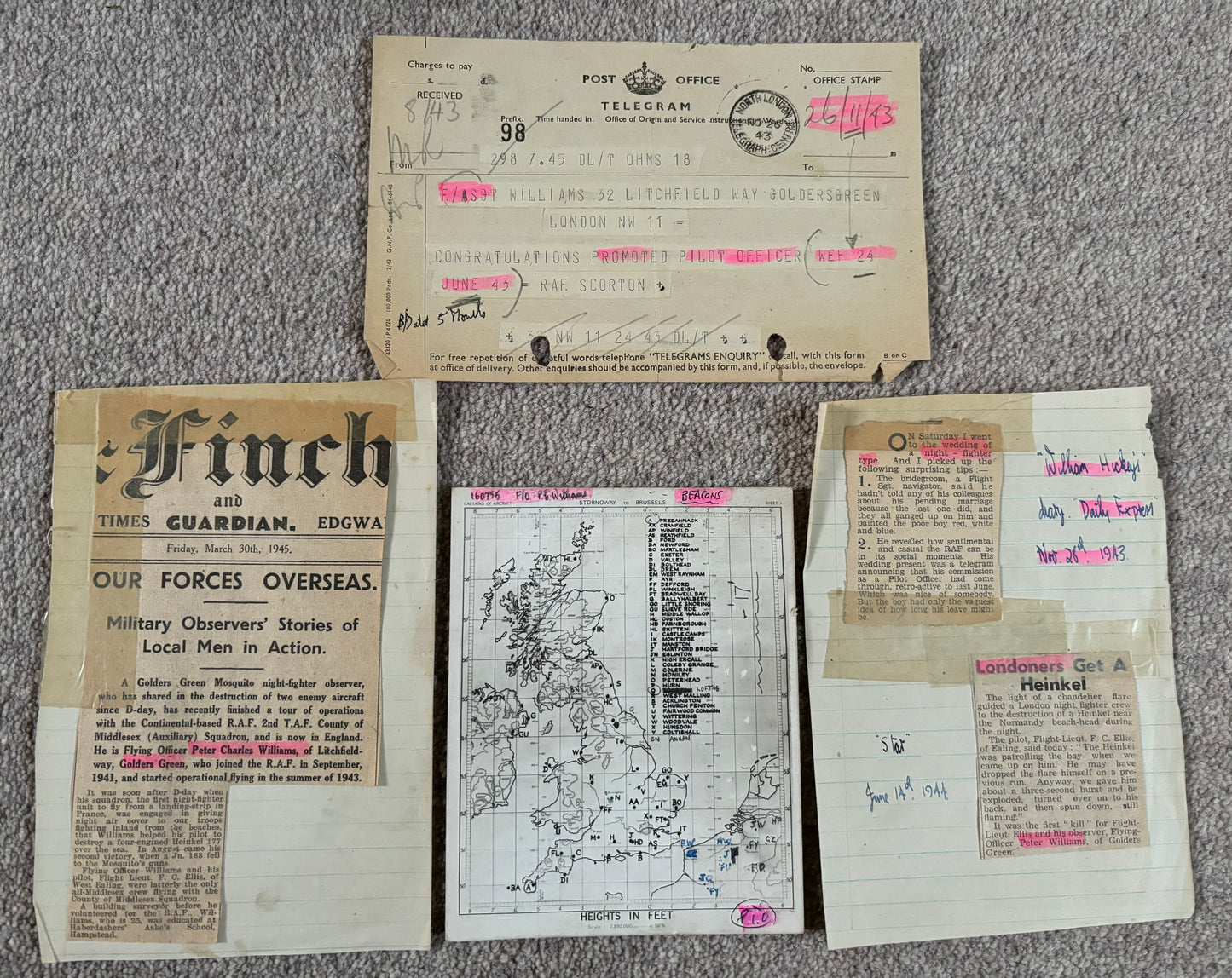 SOLD! Incredibly Special Logbook Set to a Mosquito Night Fighter, 604 Squadron, 2 Confirmed Kills, D-Day, Battle of the Bulge, First Night Fighter Squadron into Normandy