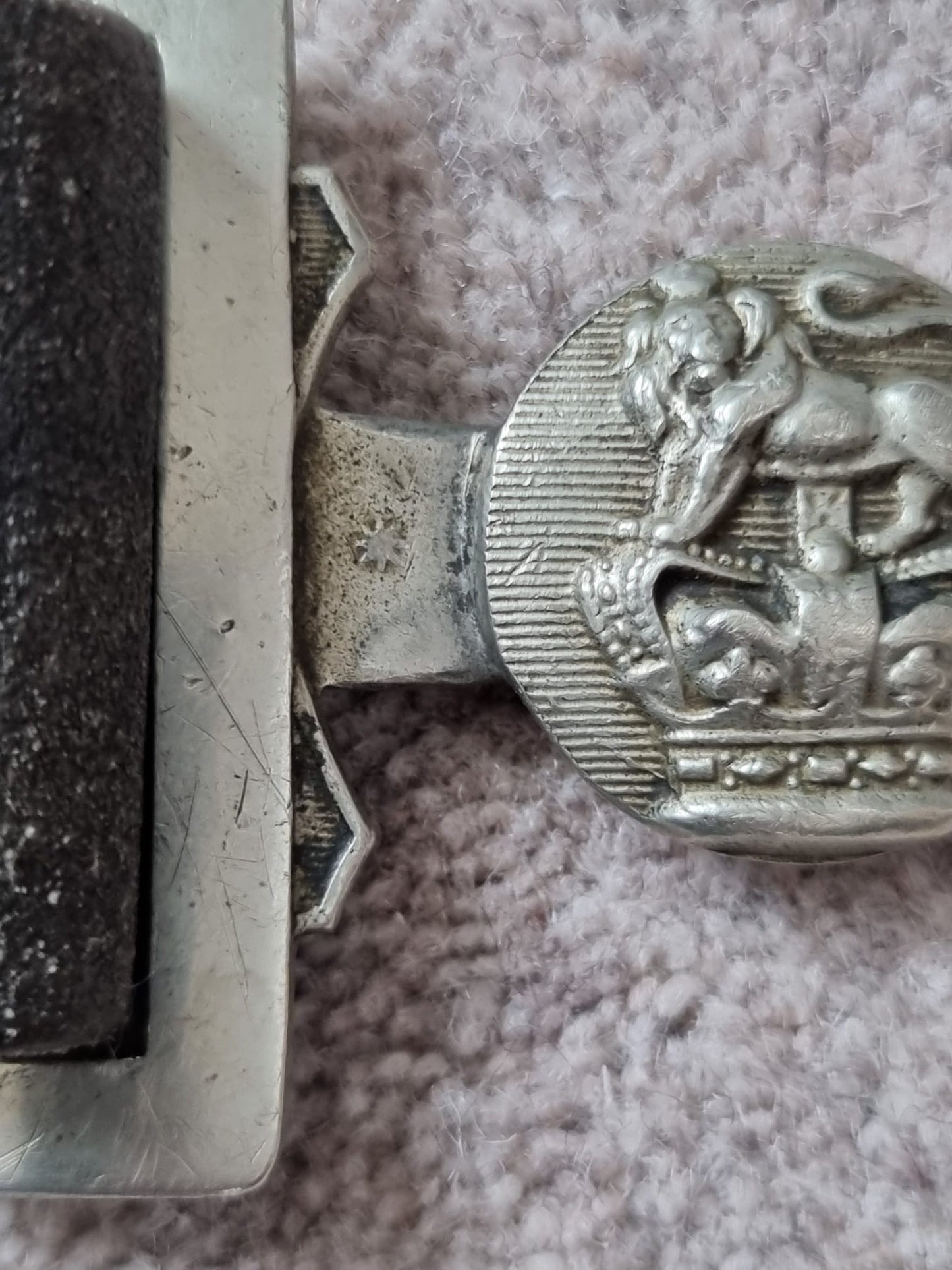 SOLD! Victorian British Army Leather Belt with White Metal Buckle