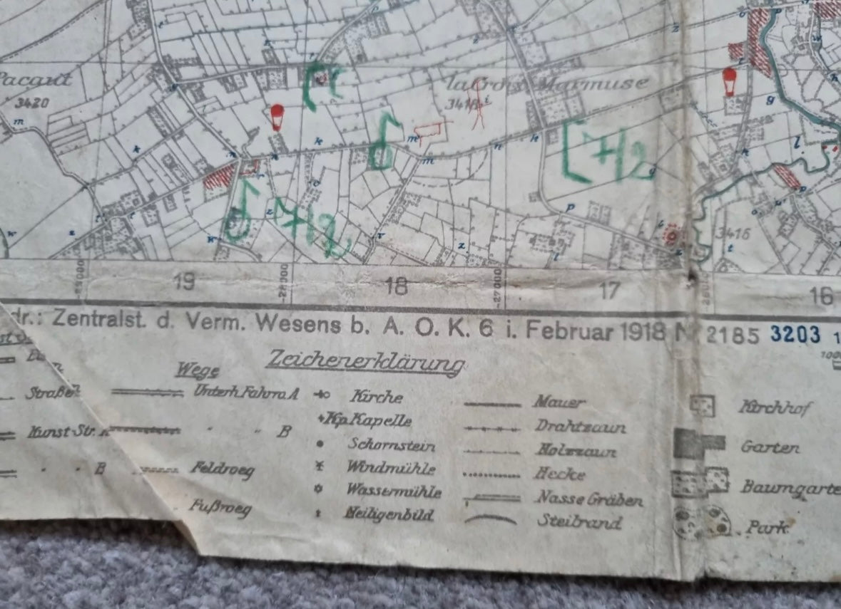 SOLD! WW1 German 6th Army Trench Map - Merville Area 3rd March 1918