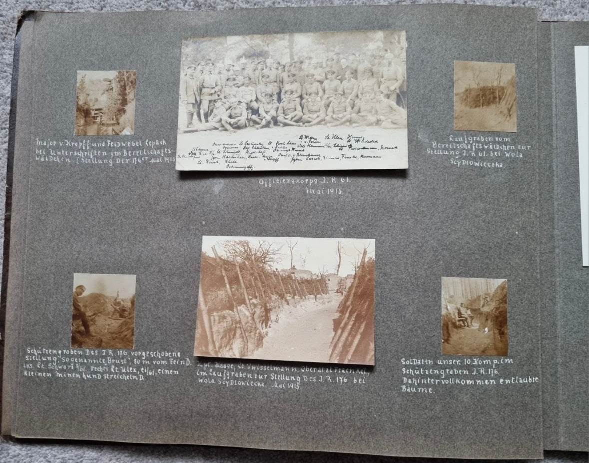 SOLD! Rare WW1 1915 German Eastern Front Photo Album 146 Photos + Ausweis