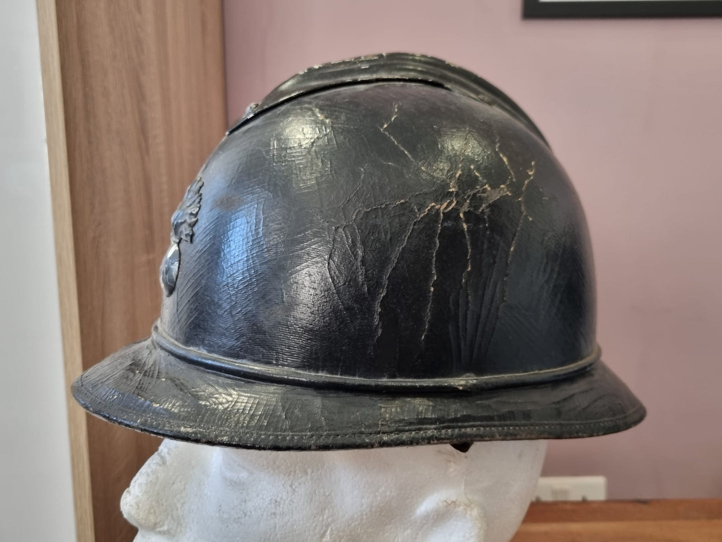 SOLD! WW1 French Gendarmerie Cork/Pressed Fibre M15 ‘Adrian’ Helmet