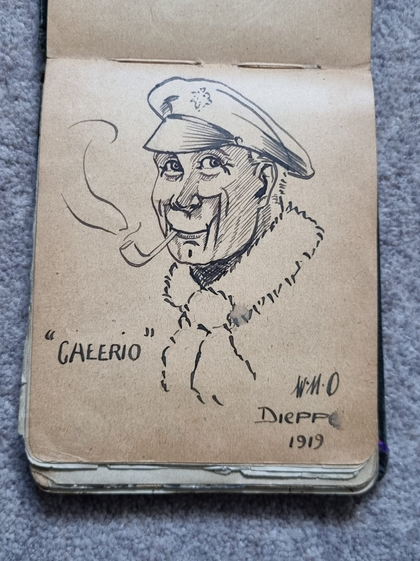 SOLD! Unique WW1 British Soldier’s Scrapbook/Photo and Penny Flag Album, with Cartoons
