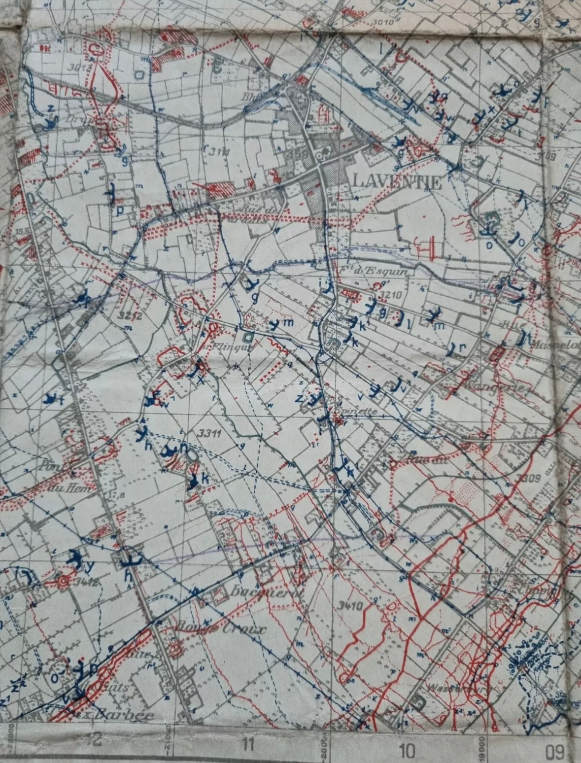 SOLD! WW1 German 6th Army Trench Map - Merville Area 3rd March 1918