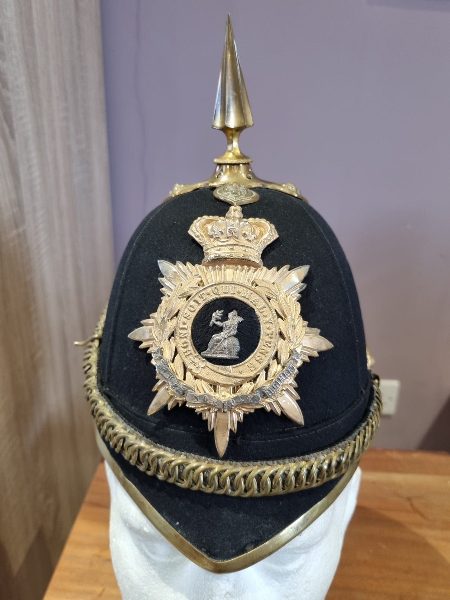 SOLD! Victorian Norfolk Regiment Officer's Home Service Helmet