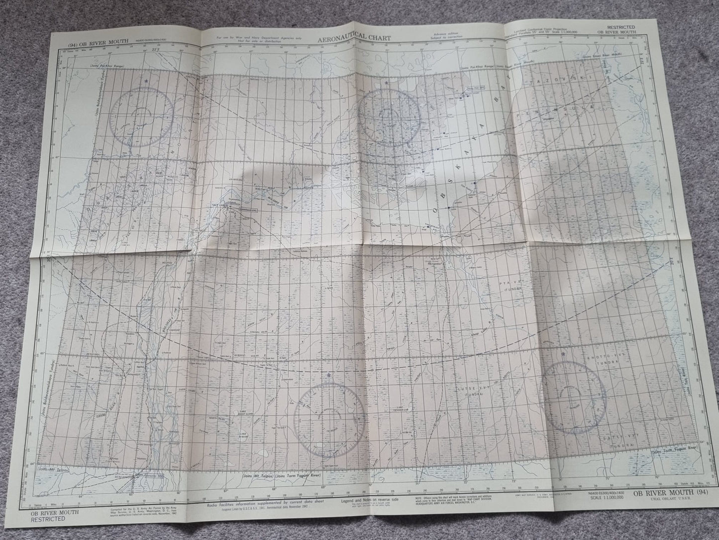 Rare! WW2 US Army Set of 53 Aeronautical Maps of Russia/Soviet Union, Marked RESTRICTED