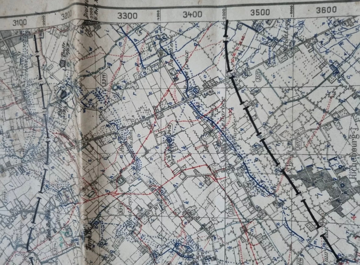 WW1 German 6th Army IX RAK Trench Map Bethune area 9 July 18