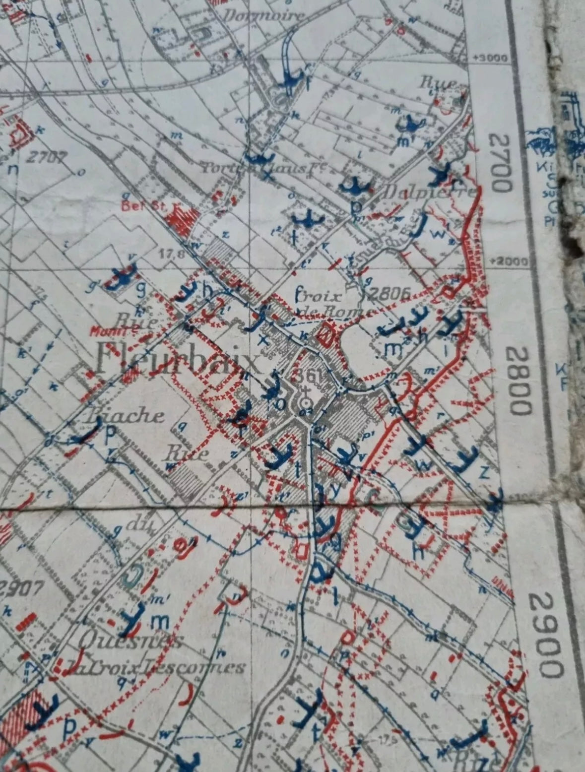 SOLD! WW1 German 6th Army Trench Map - Merville Area 3rd March 1918