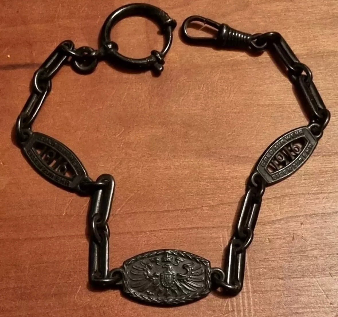 SOLD! WWI Imperial German Iron Watch Chain 'Gold Zur Wehr Eisen Zur Ehr'