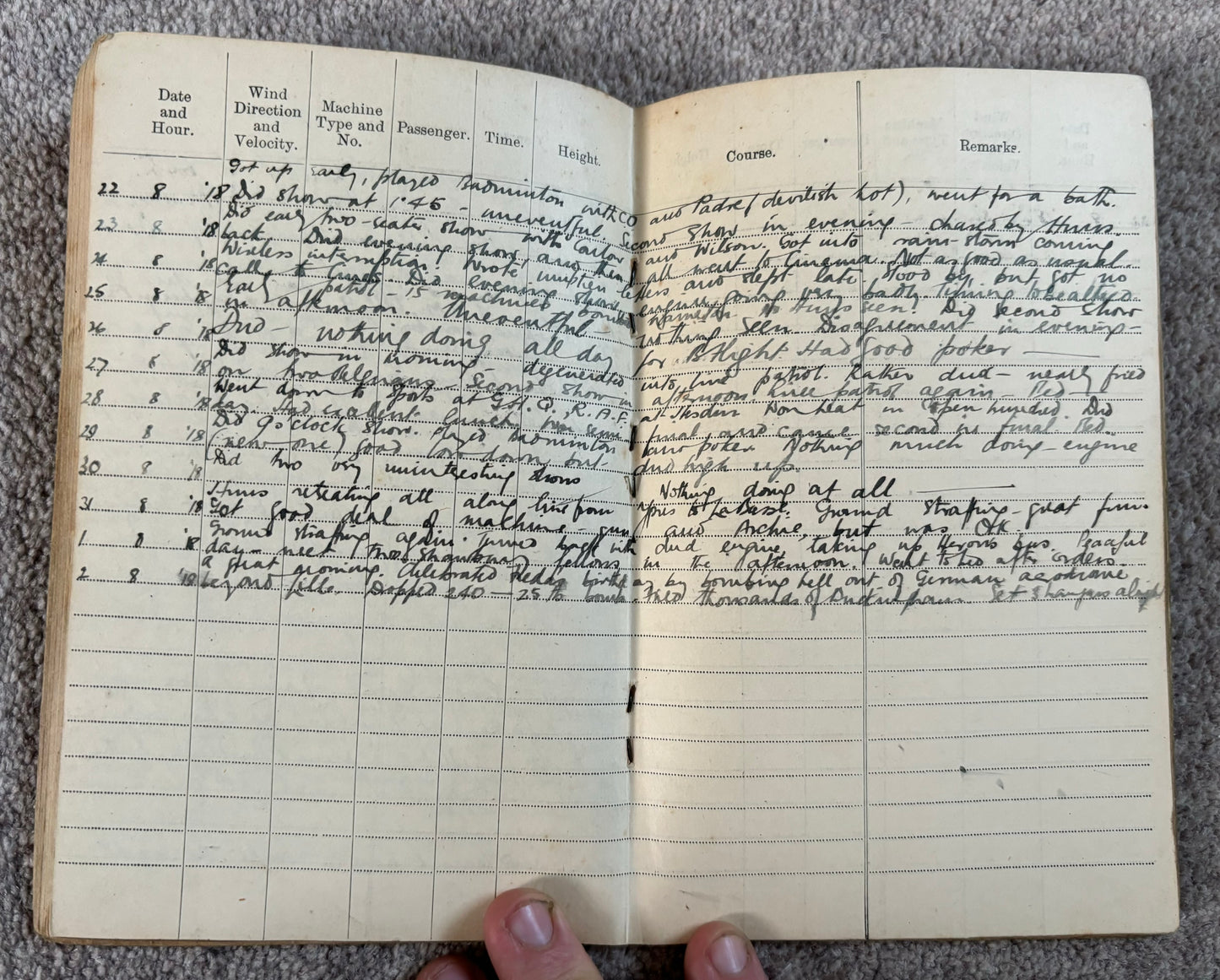 SOLD! Historically significant RFC Logbook Group to South African Pilot, Lieutenant John Arnold Spilhaus (KIA), 70 Squadron