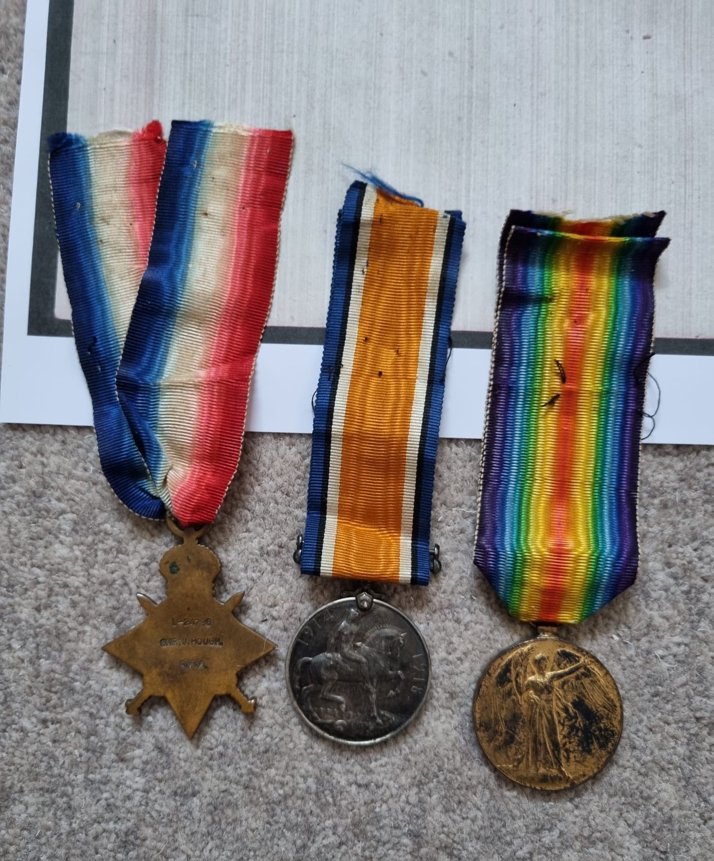 SOLD! WW1 British Medal Set to Gunner/Lance Bombardier James Hough, Royal Field Artillery