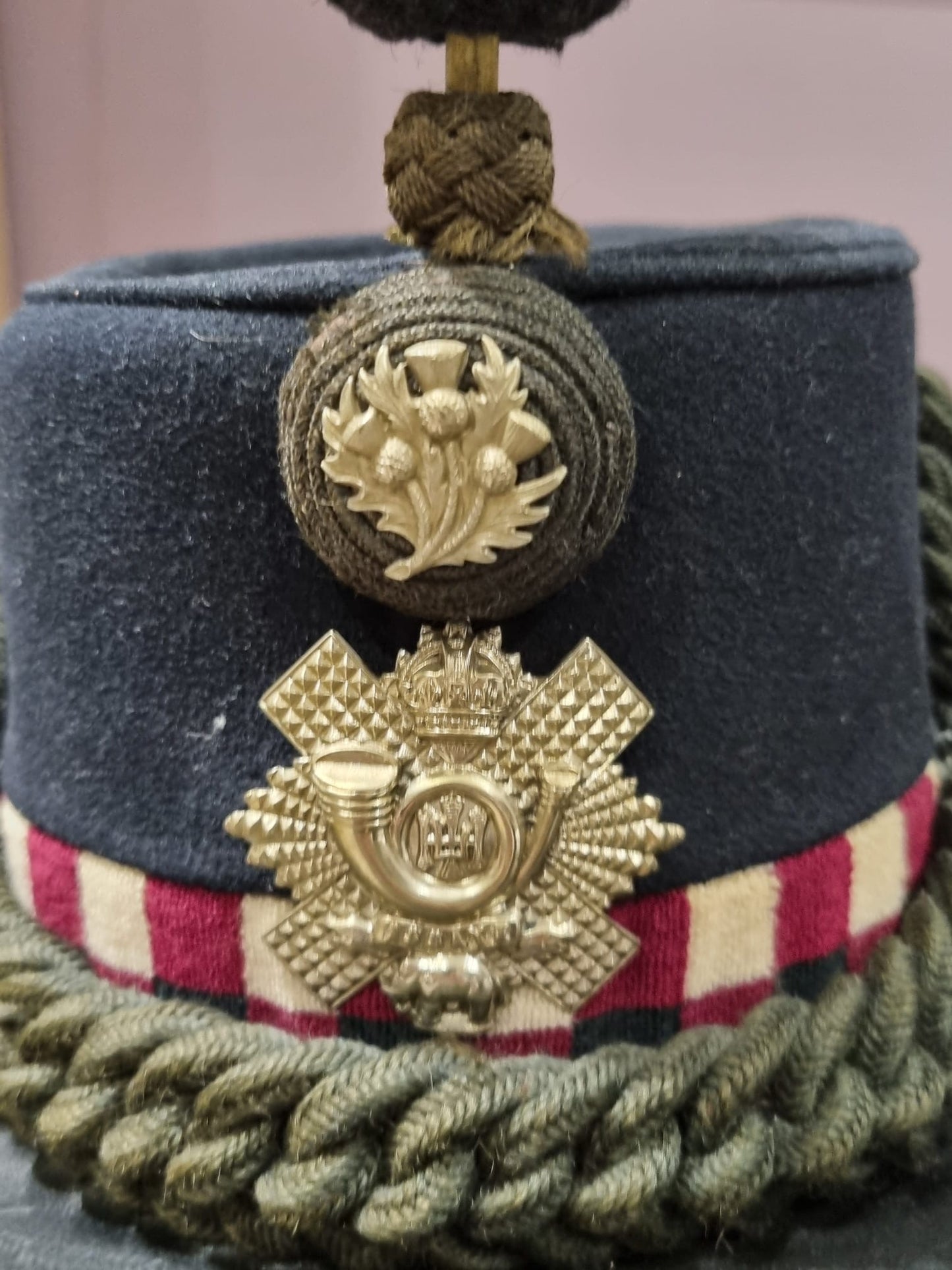 SOLD! Pre WW1 British Highland Light Infantry Officer’s Shako, Dated 1902