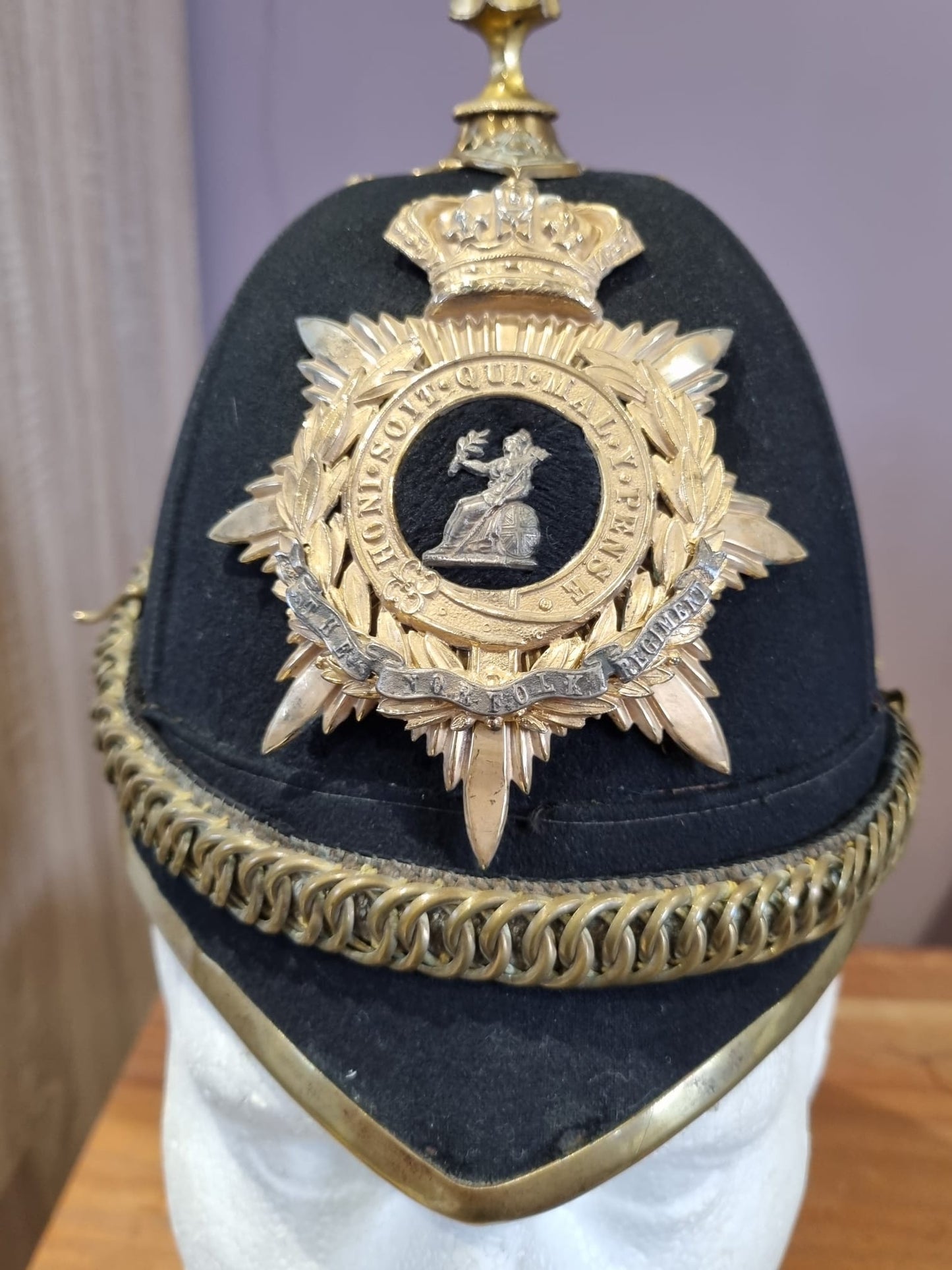 SOLD! Victorian Norfolk Regiment Officer's Home Service Helmet