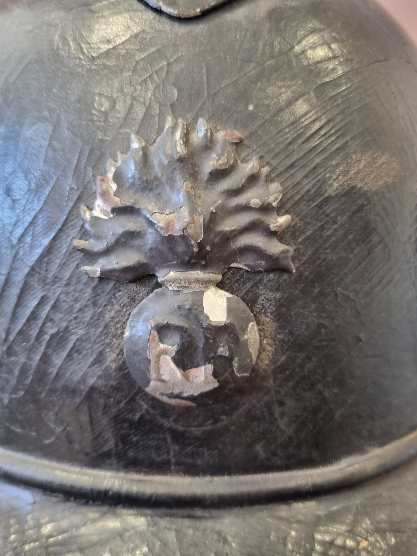 SOLD! WW1 French Gendarmerie Cork/Pressed Fibre M15 ‘Adrian’ Helmet