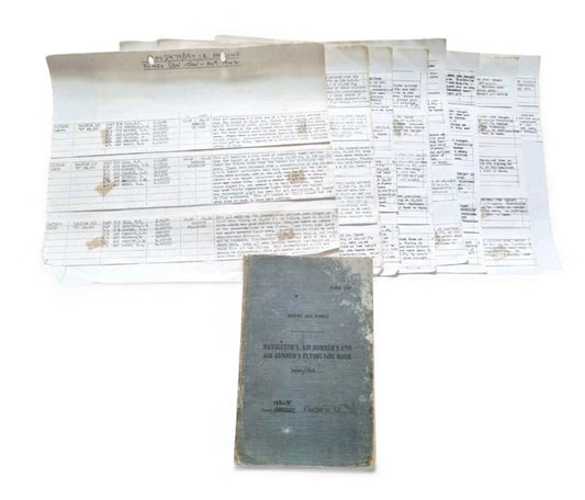 WW2 RAF Flying Log Book to Air Gunner I. E. Parsons with 37 Bombing Operations including DDAY with Combat Reports