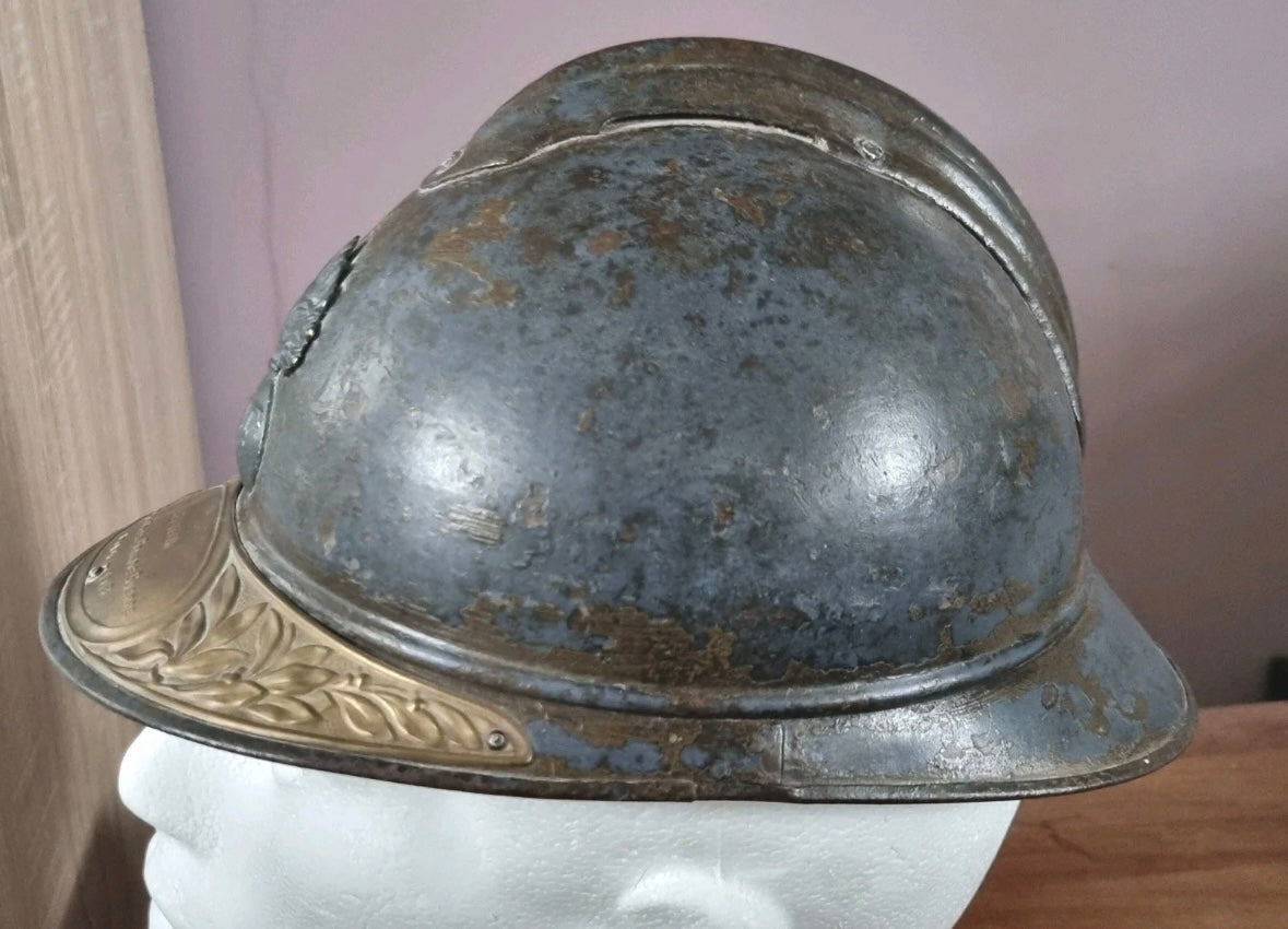 SOLD! WW1 Colonial French Infantry M15 ‘Adrian’ Helmet Shell, With Officer’s Named Veterans Plate
