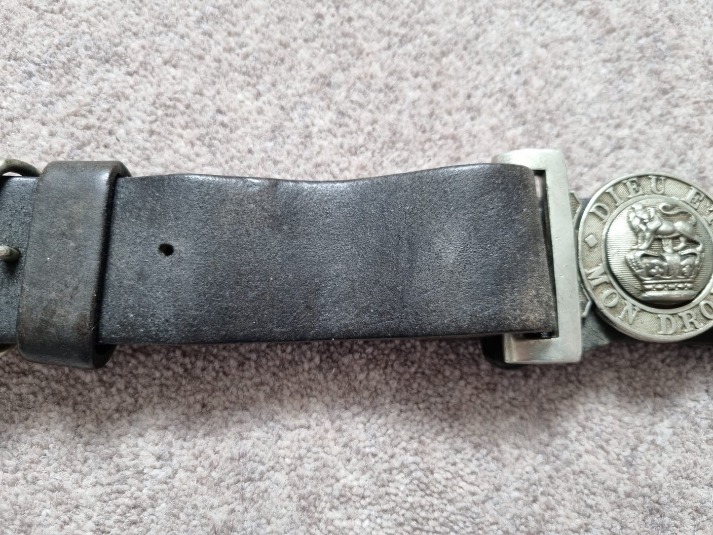 SOLD! Victorian British Army Leather Belt with White Metal Buckle