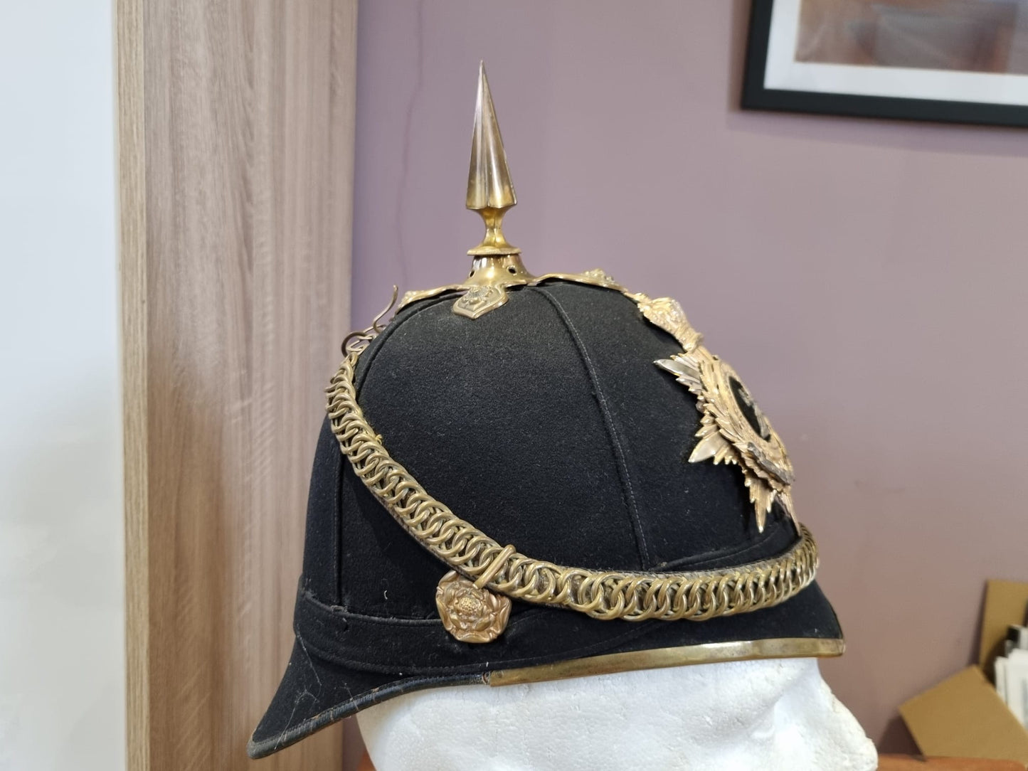 SOLD! Victorian Norfolk Regiment Officer's Home Service Helmet