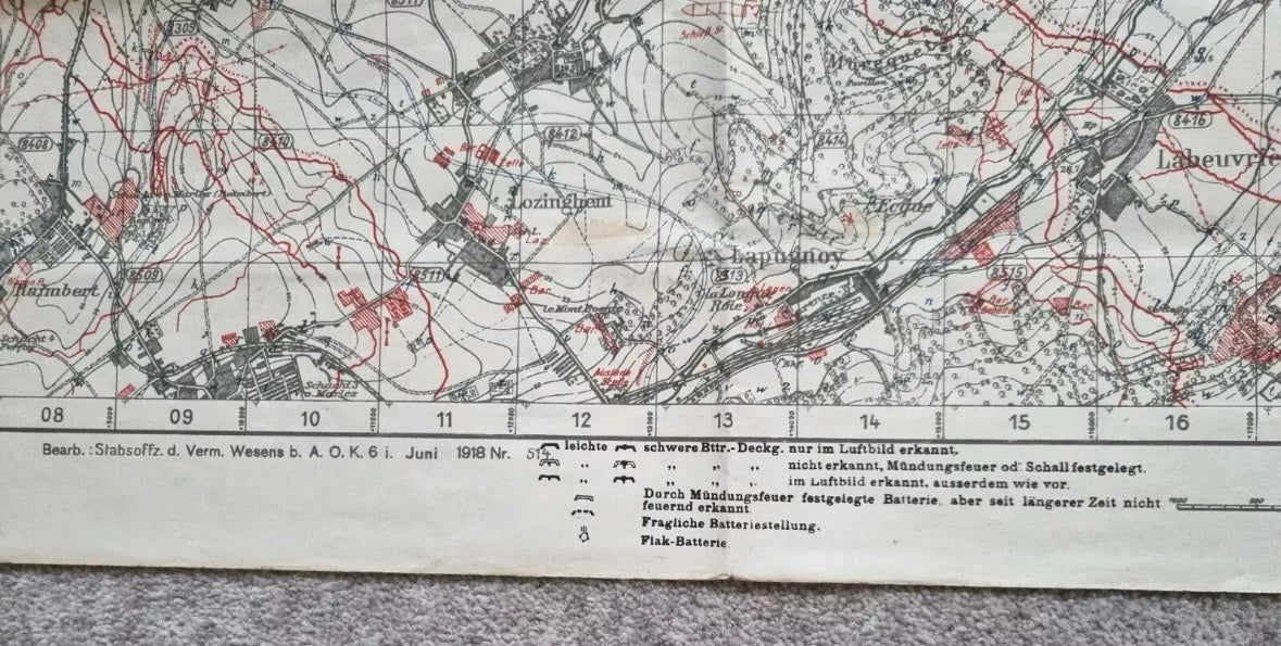 WW1 German 6th Army IX RAK Trench Map Bethune area 9 July 18