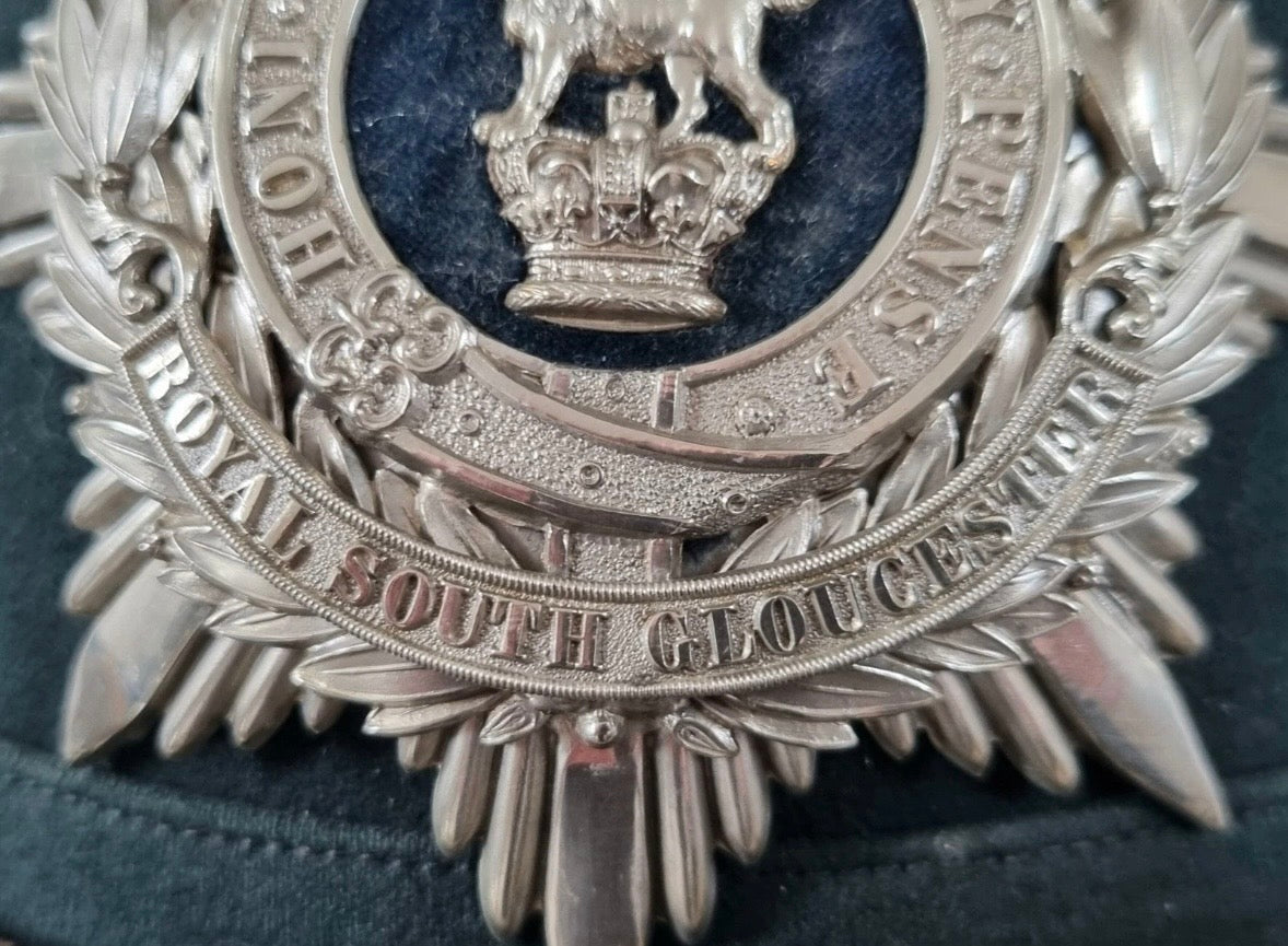 SOLD! Victorian Royal South Gloucestershire Regiment Officer’s Home Service Helmet