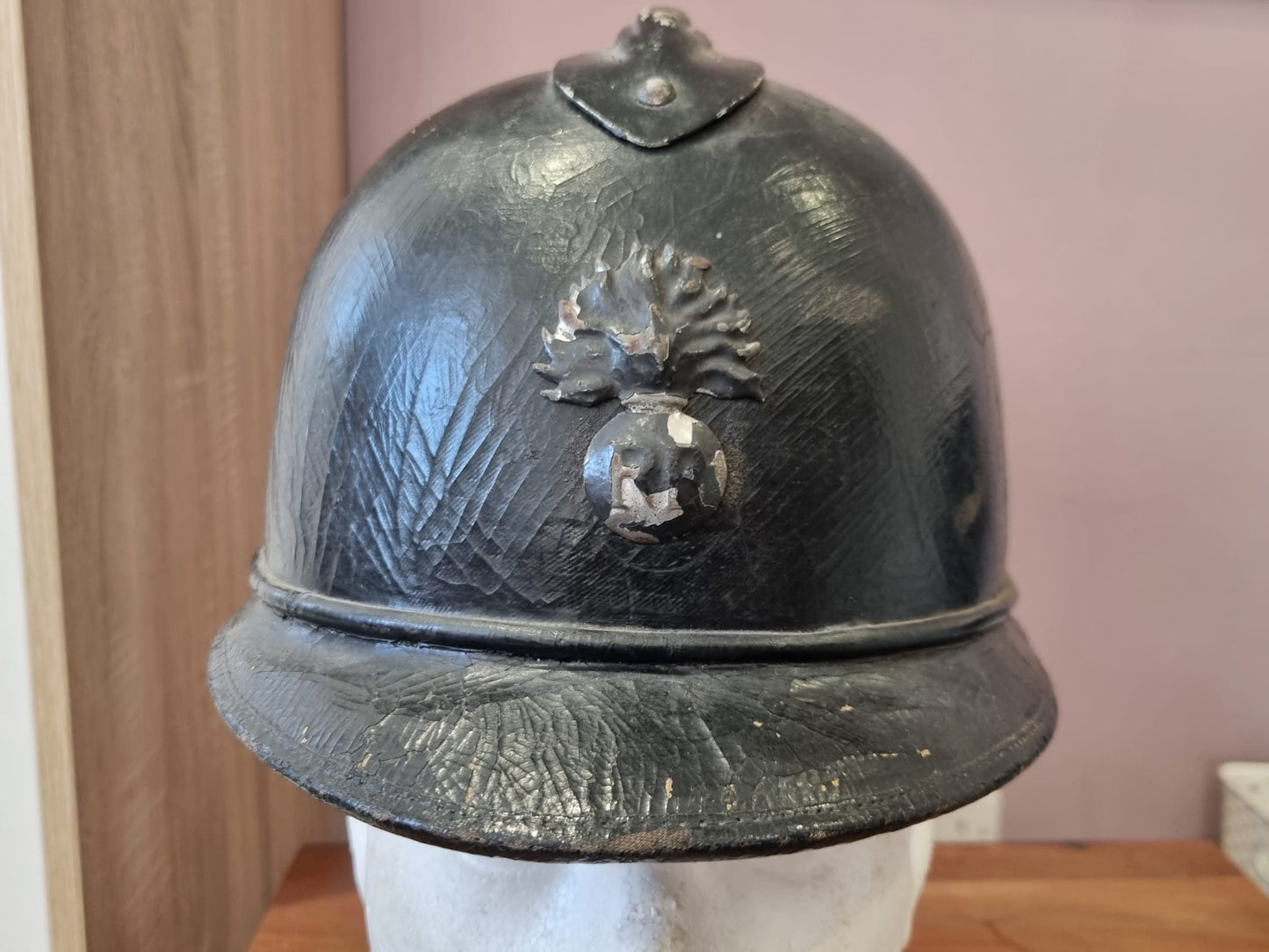 SOLD! WW1 French Gendarmerie Cork/Pressed Fibre M15 ‘Adrian’ Helmet