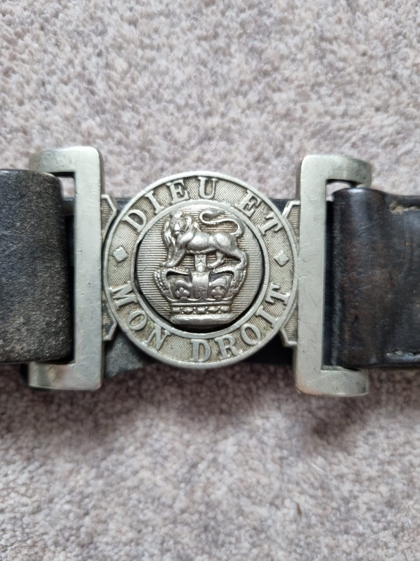 SOLD! Victorian British Army Leather Belt with White Metal Buckle