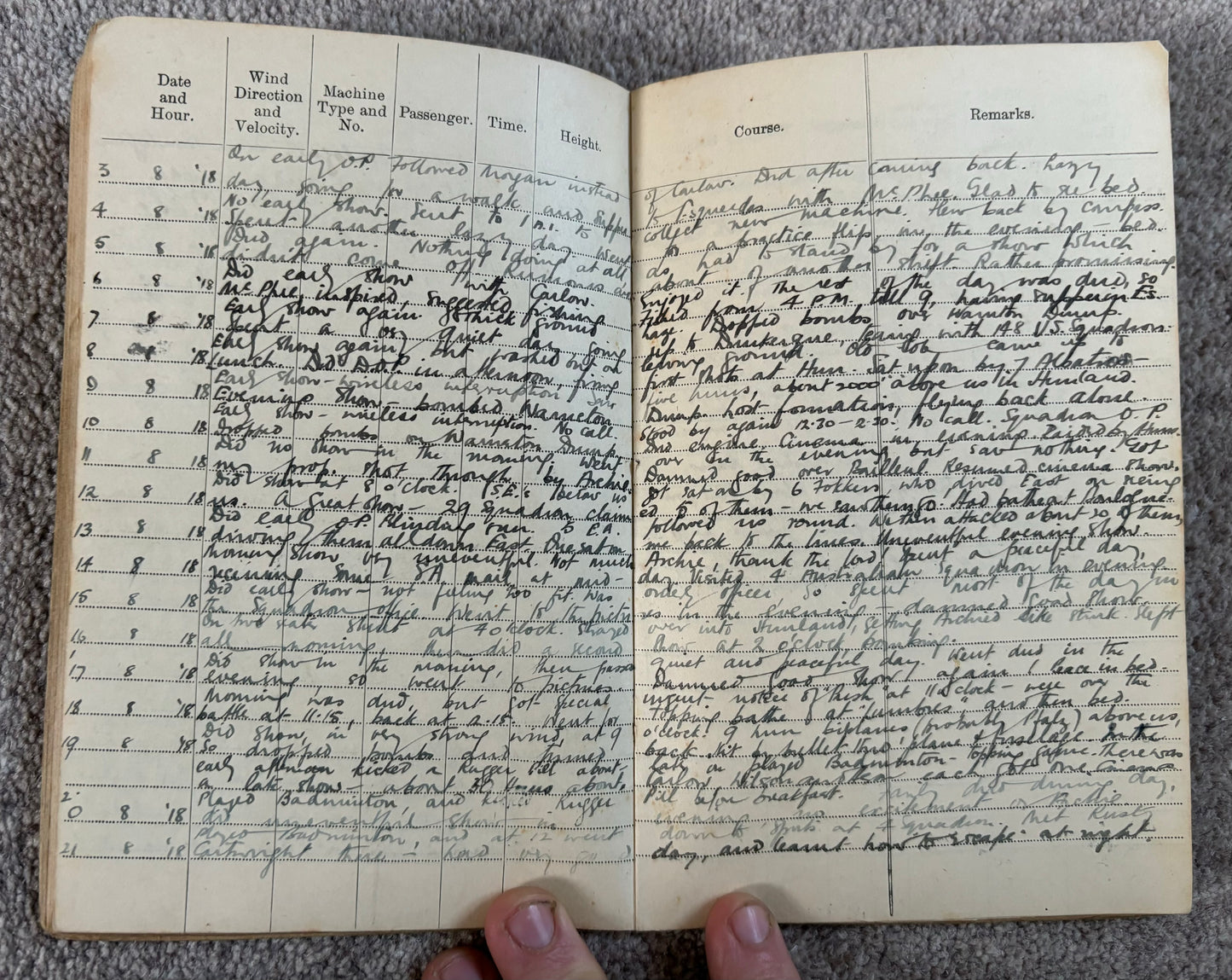 SOLD! Historically significant RFC Logbook Group to South African Pilot, Lieutenant John Arnold Spilhaus (KIA), 70 Squadron