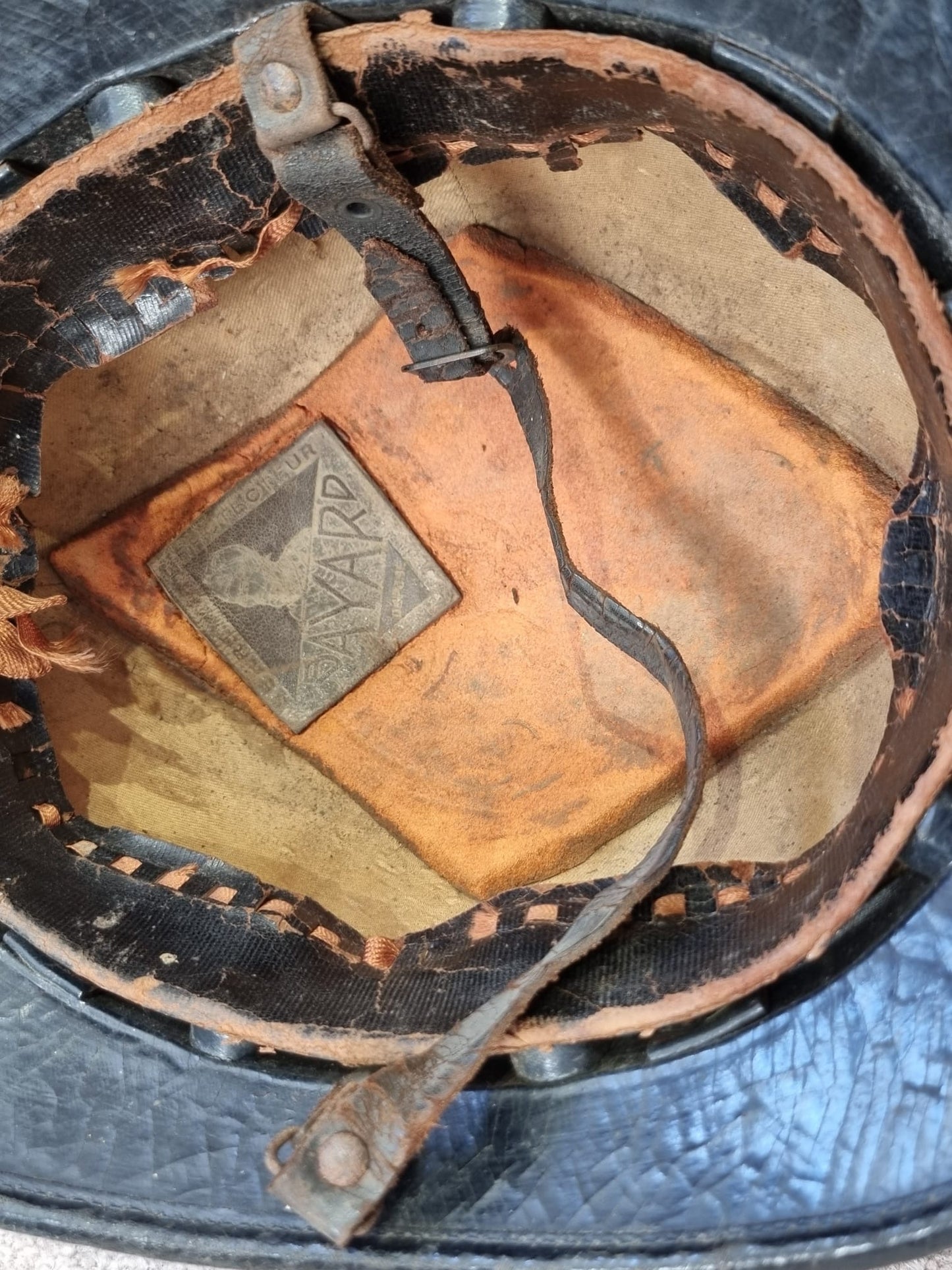 SOLD! WW1 French Gendarmerie Cork/Pressed Fibre M15 ‘Adrian’ Helmet