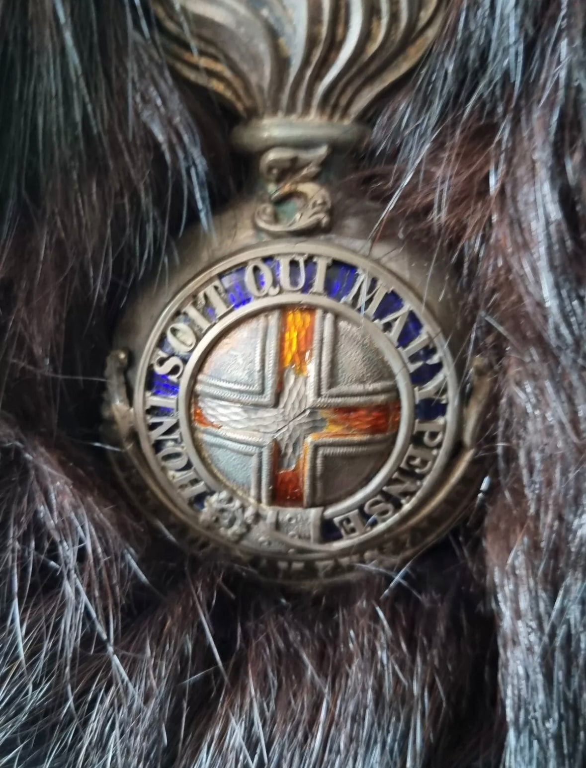 SOLD! Pre-1881 Victorian Bearskin for the 3rd Militia Battalion, Durham Fusiliers, with Tin