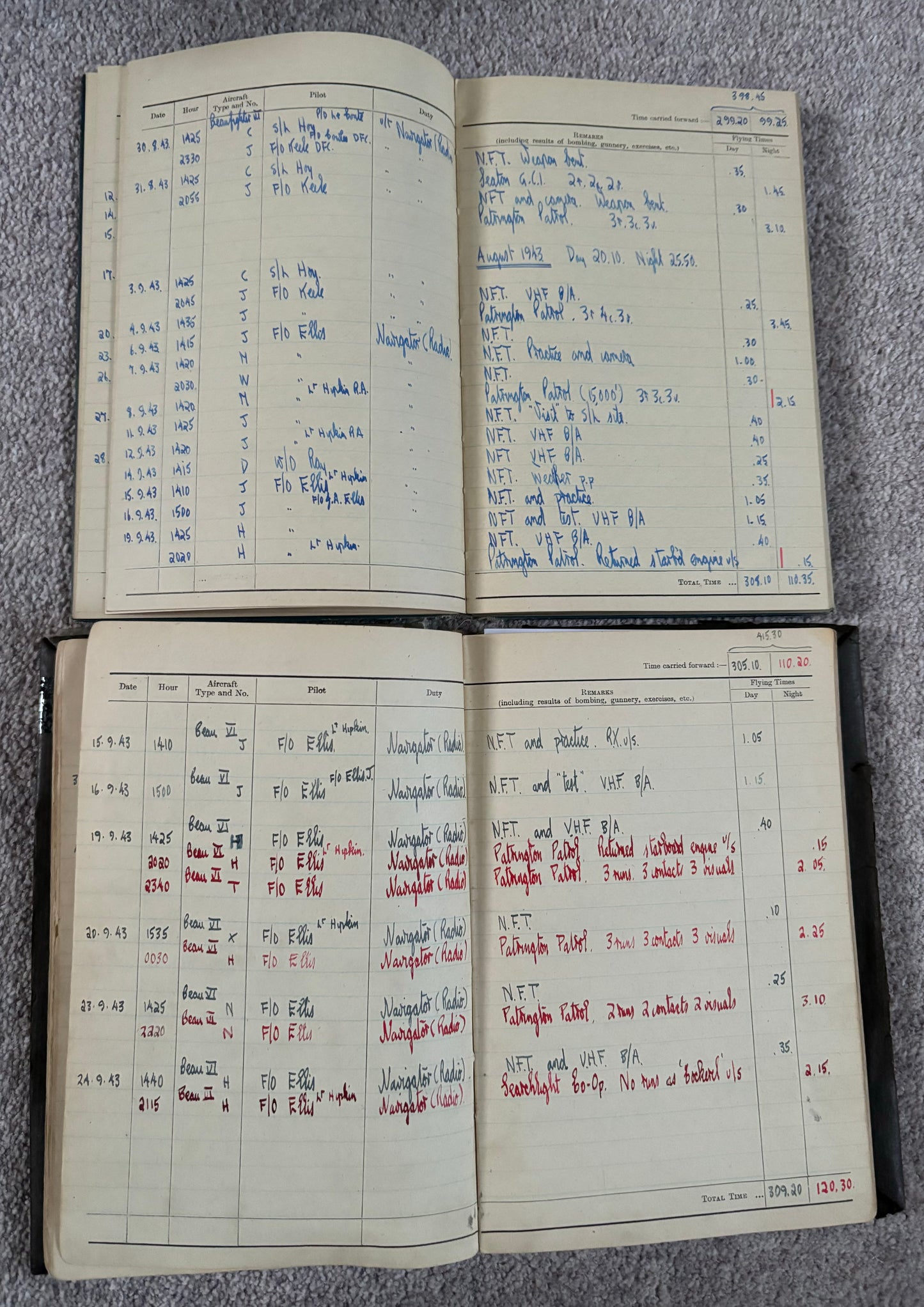 SOLD! Incredibly Special Logbook Set to a Mosquito Night Fighter, 604 Squadron, 2 Confirmed Kills, D-Day, Battle of the Bulge, First Night Fighter Squadron into Normandy