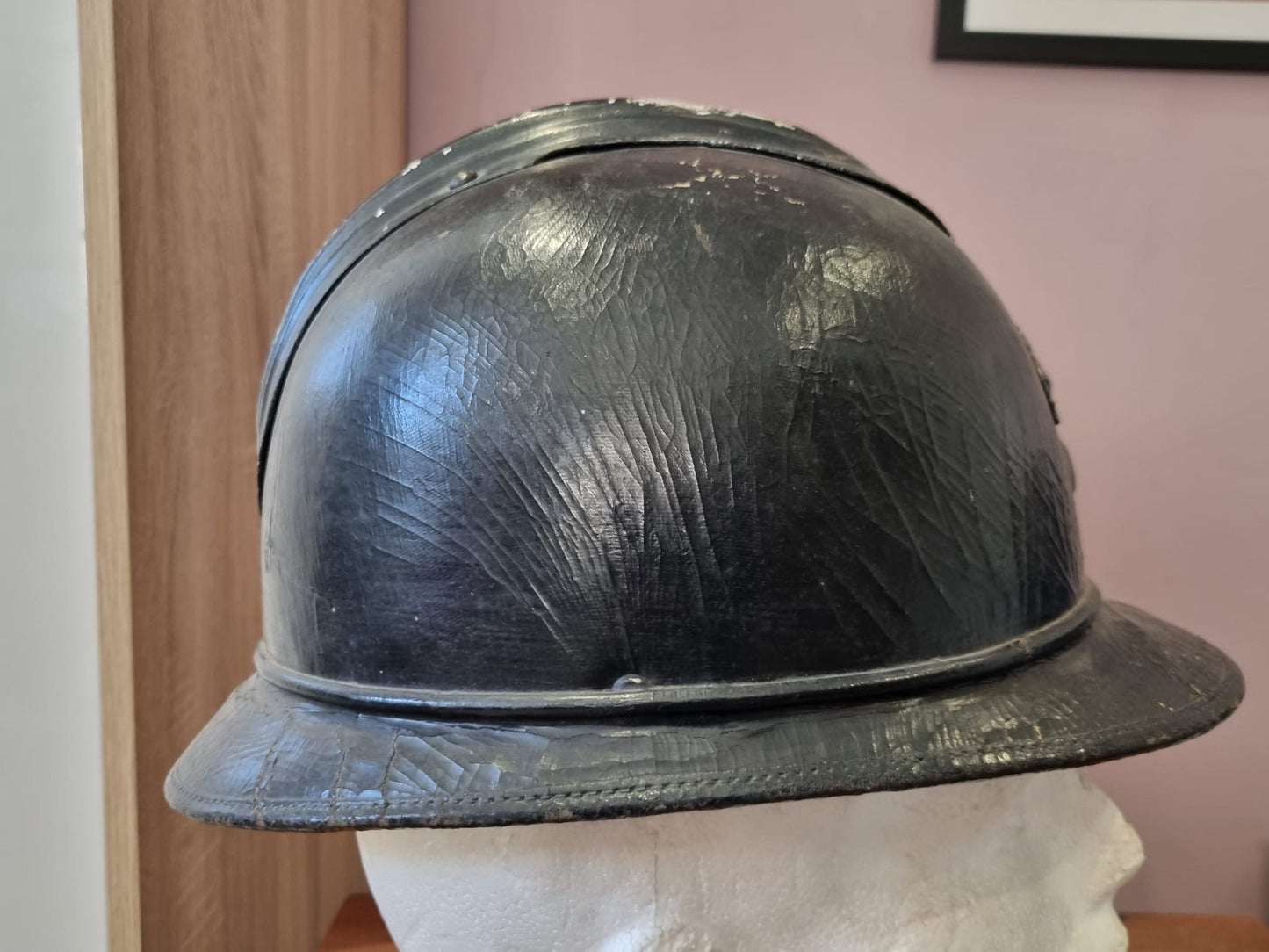 SOLD! WW1 French Gendarmerie Cork/Pressed Fibre M15 ‘Adrian’ Helmet