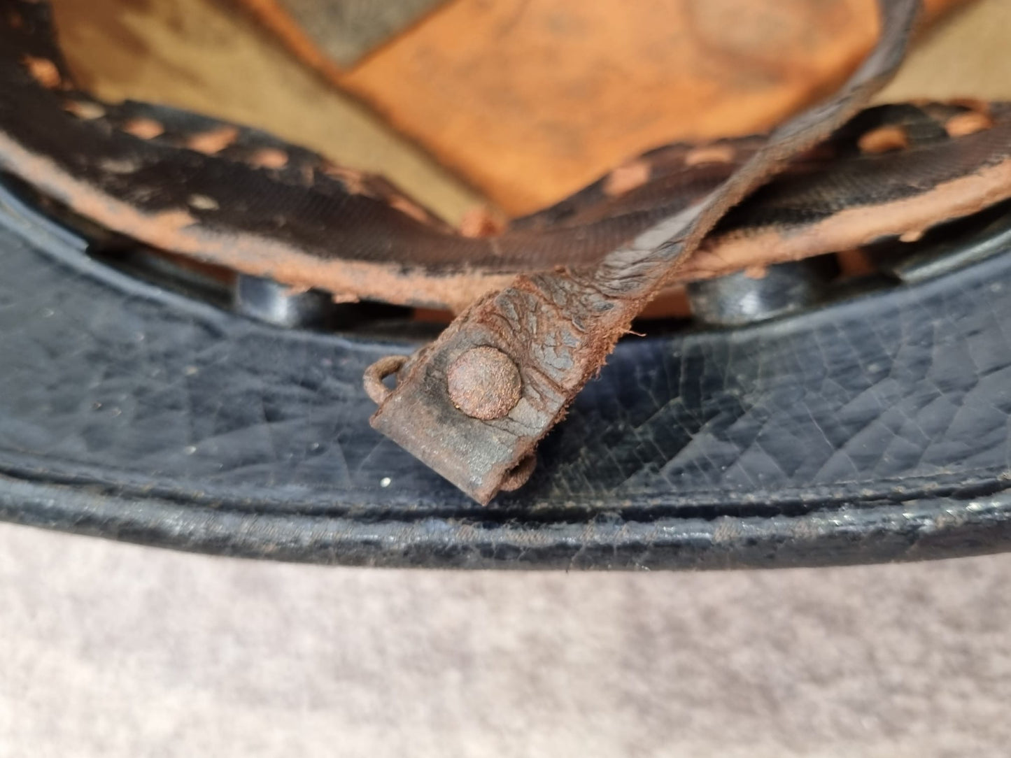 SOLD! WW1 French Gendarmerie Cork/Pressed Fibre M15 ‘Adrian’ Helmet