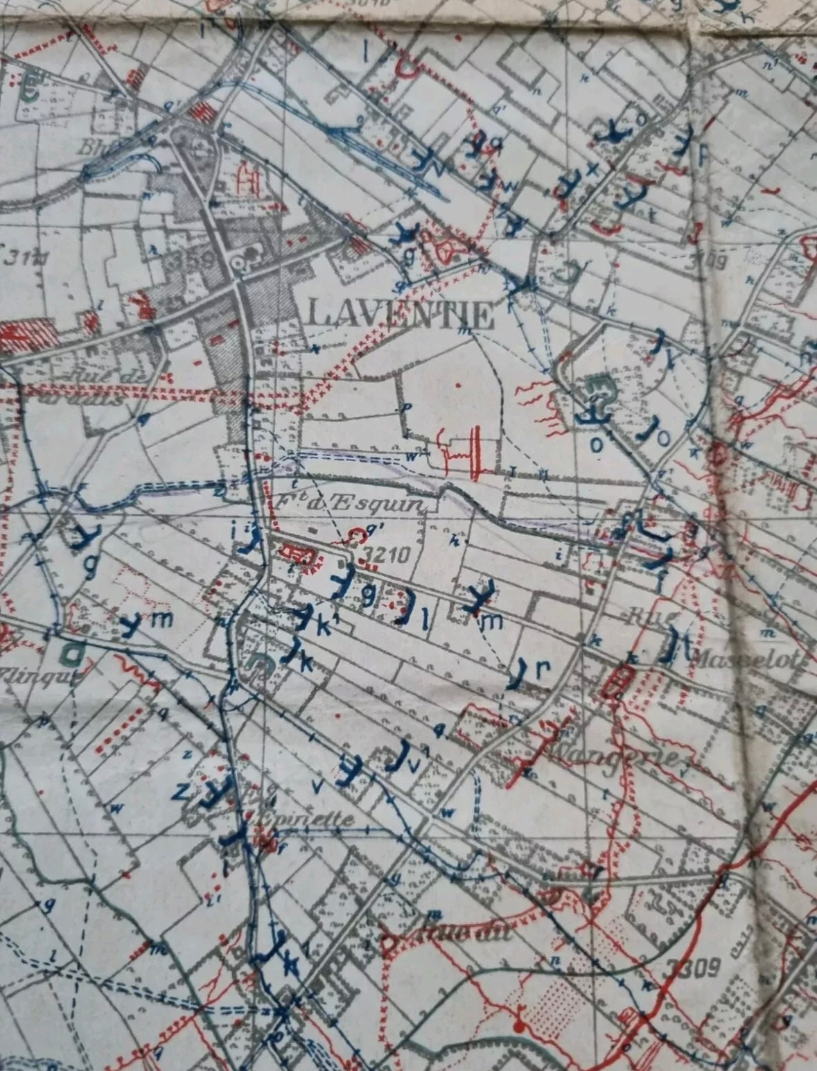 SOLD! WW1 German 6th Army Trench Map - Merville Area 3rd March 1918