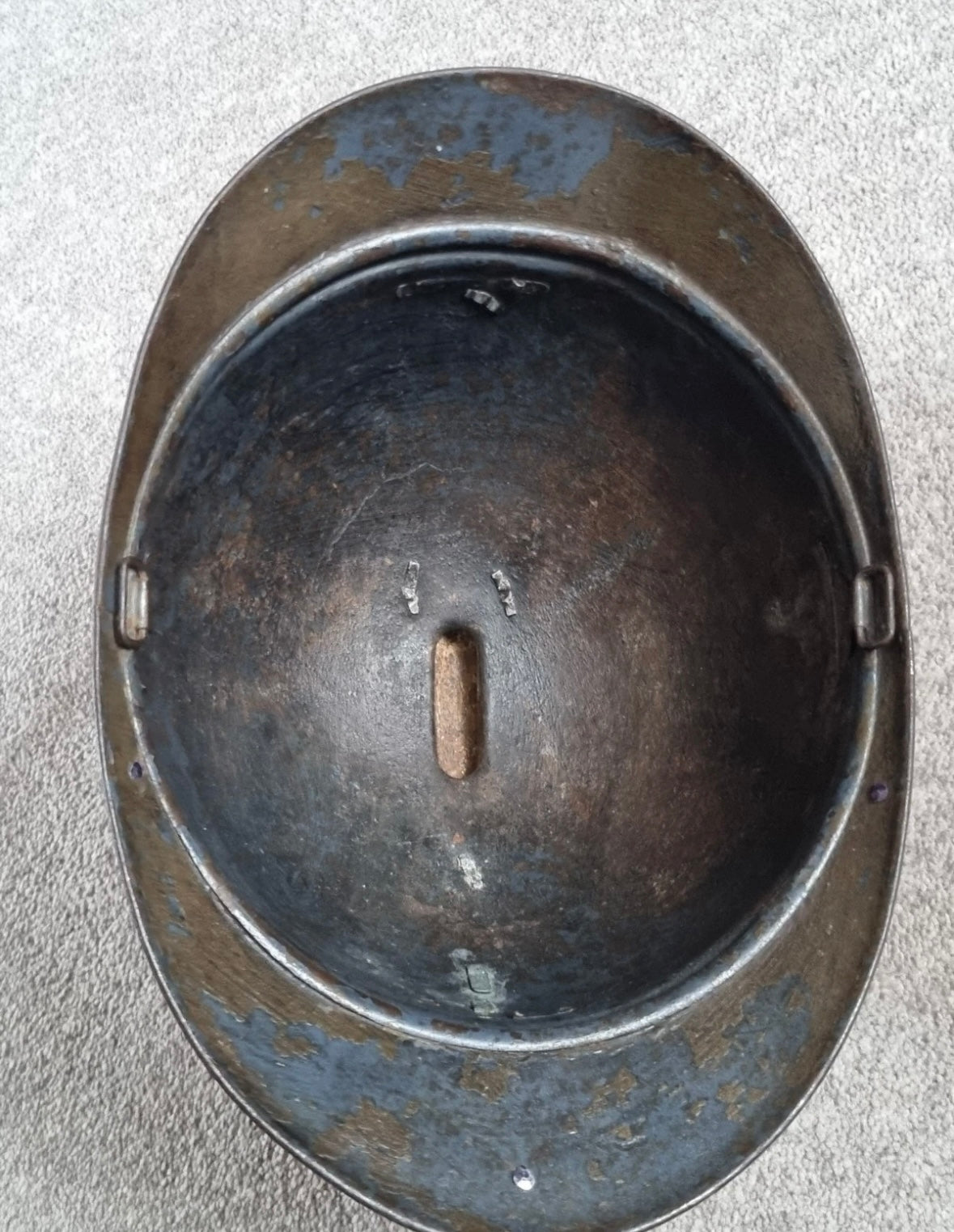 SOLD! WW1 Colonial French Infantry M15 ‘Adrian’ Helmet Shell, With Officer’s Named Veterans Plate