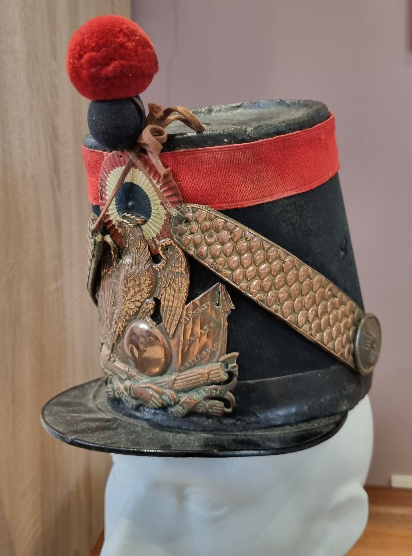 Rare French Army Model 1848 Garde National Shako Helmet Crimean War Era