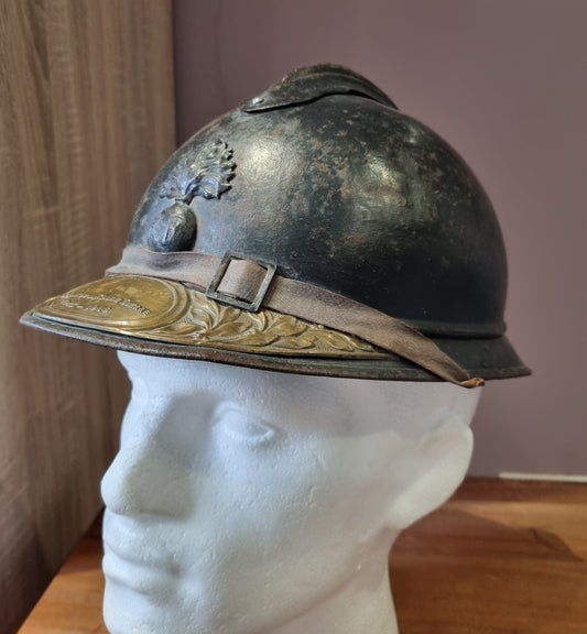 SOLD! WW1 French Infantry M15 ‘Adrian’ Helmet with Veterans Plate