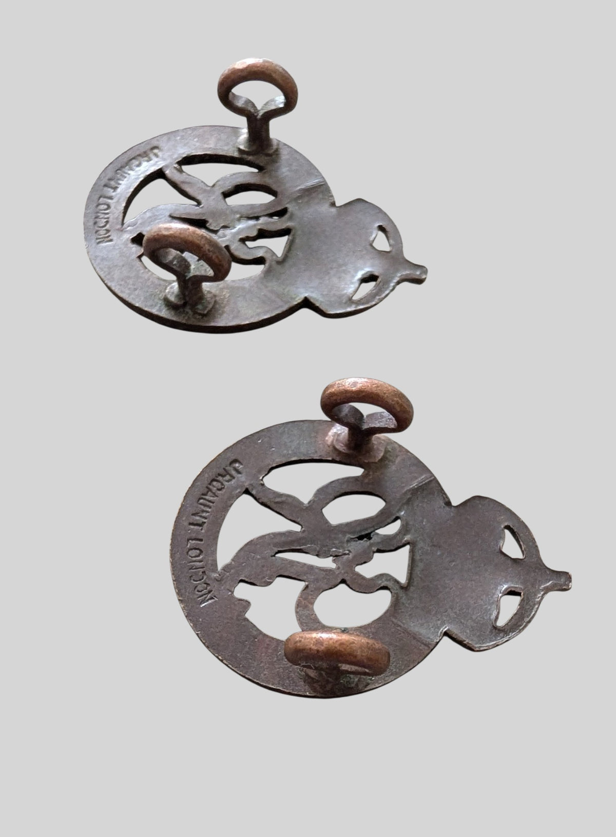 WW2 National Defence Company Bronze Collar Badge Pair